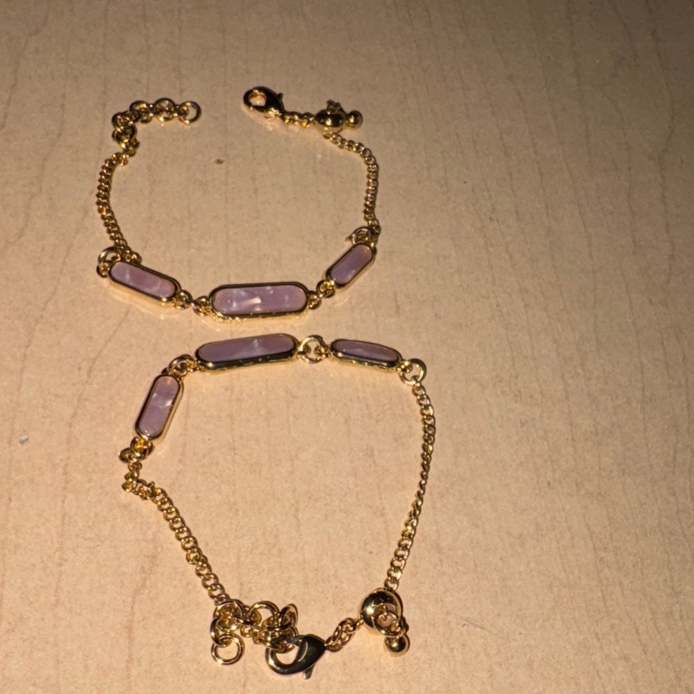 Chic Gold and Pink Stone Bracelet Set